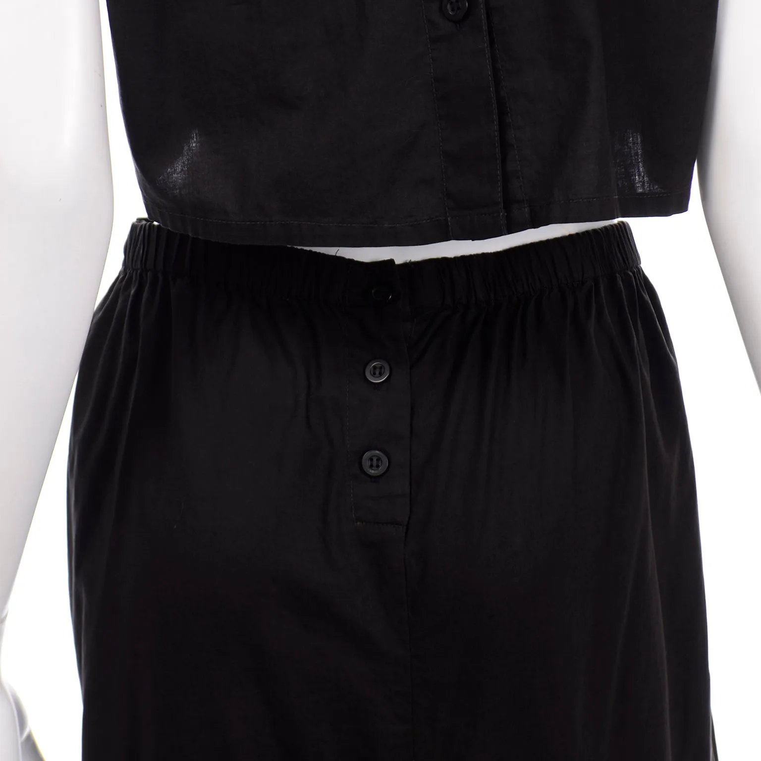 1980s Vintage Moonglow Black Bare Midriff 2 Piece Dress