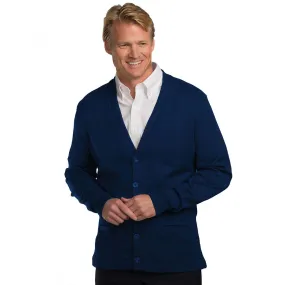 A-Plus Jersey Knit V-Neck Pocket Cardigan - Navy