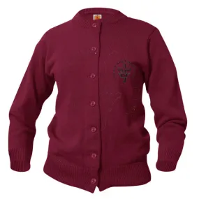 Adult Crewneck Cardigan With Christ The King School Logo