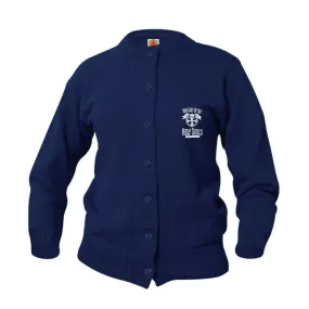 Adult Crewneck Cardigan With Holy Souls Logo