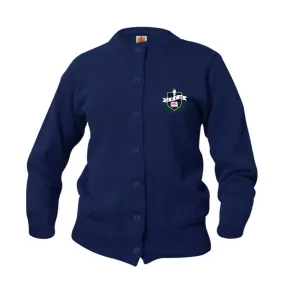 Adult Crewneck Cardigan with Rock Christian Academy Logo