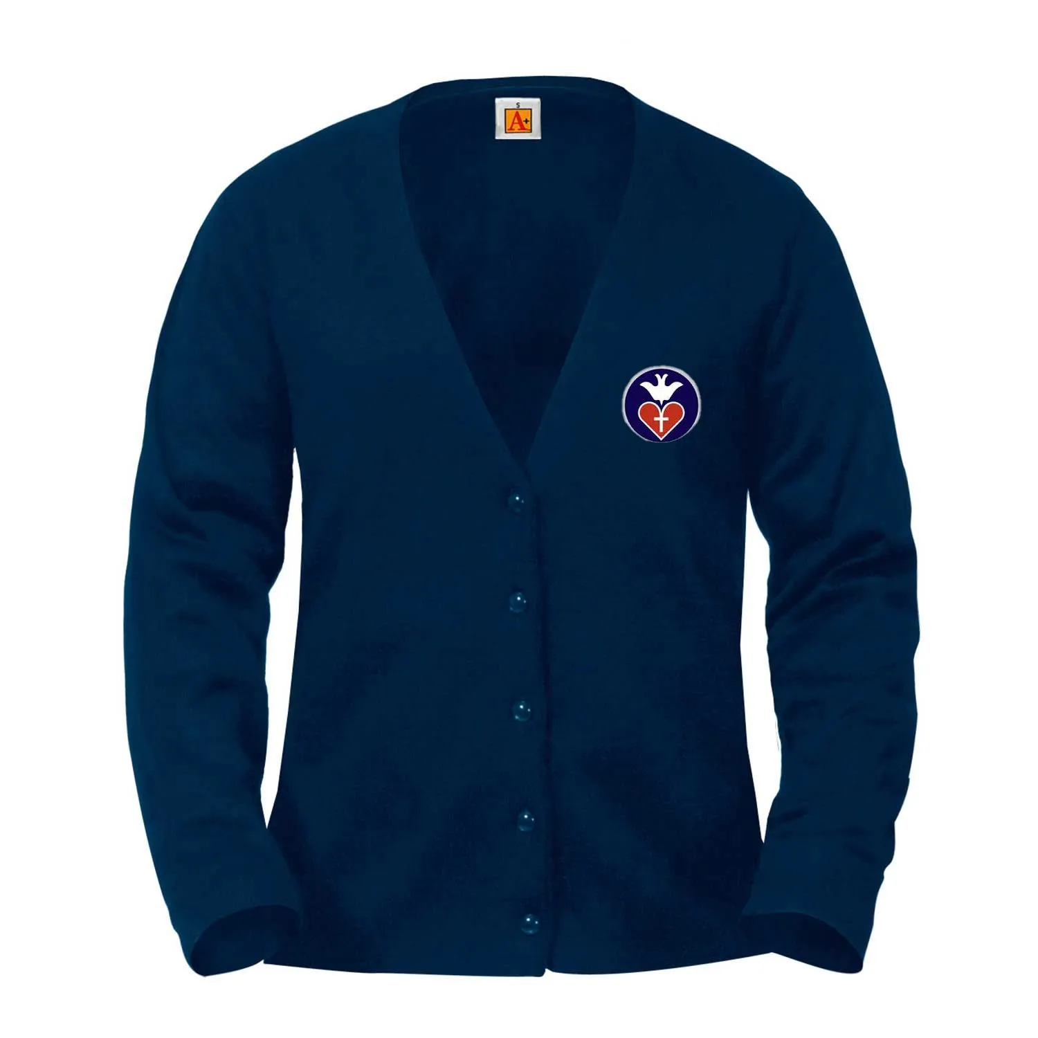 Adult V-Neck Cardigan With St. Vincent De Paul Logo