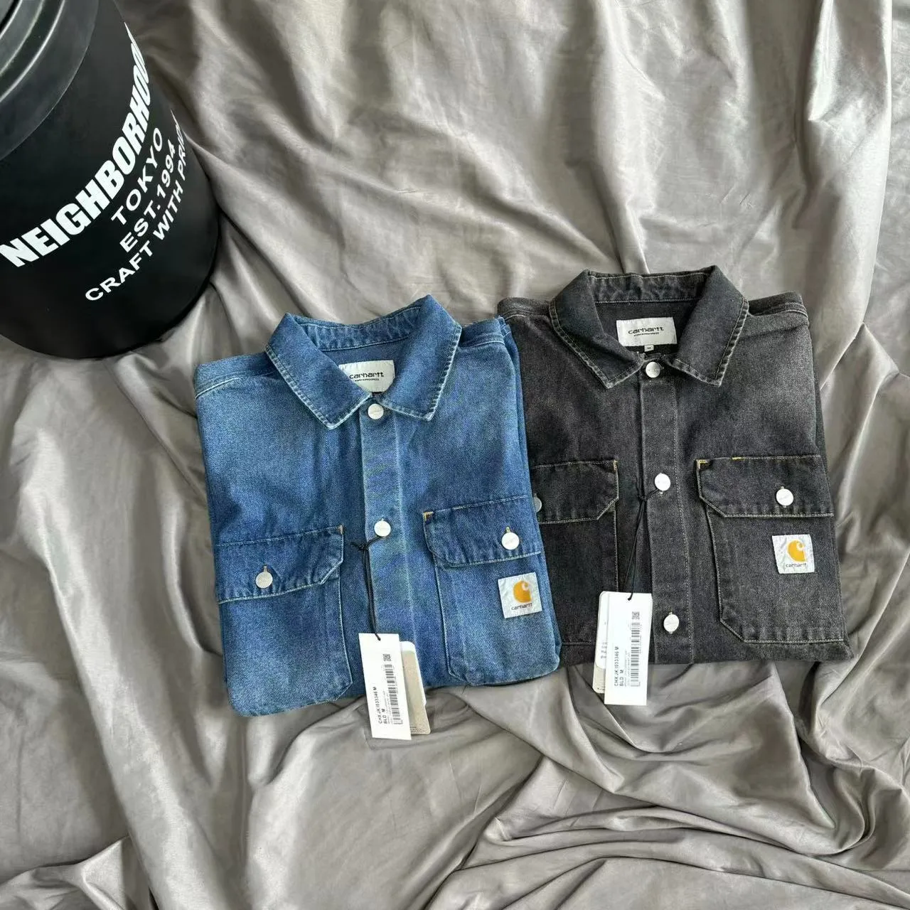 Advbridge carhartt jacket outfit New Heavy Washed Pocket Workwear Denim Shirt Loose American Retro Coat Jacket