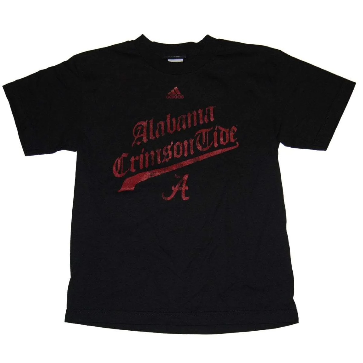 Alabama Crimson Tide Adidas Youth Black Old Style Writing Logo T-Shirt (M)