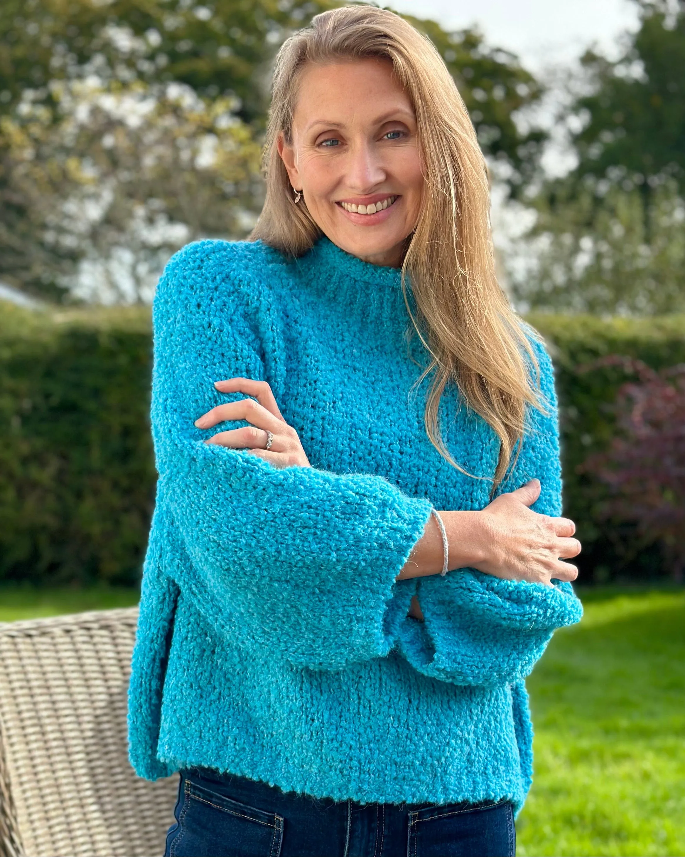 Alpaca Mix Boucle Turtle Neck Jumper - Turquoise