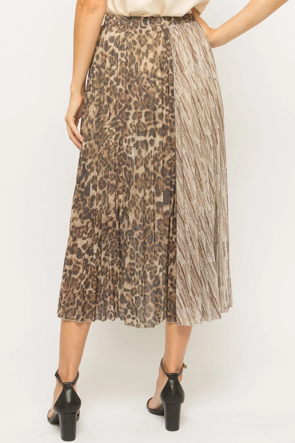 Animal Print Pleated Skirt