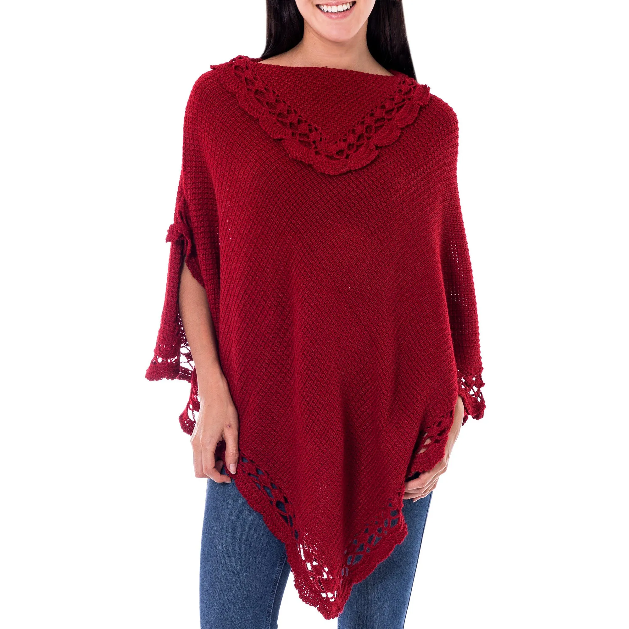 Arequipa Red Alpaca Blend Poncho