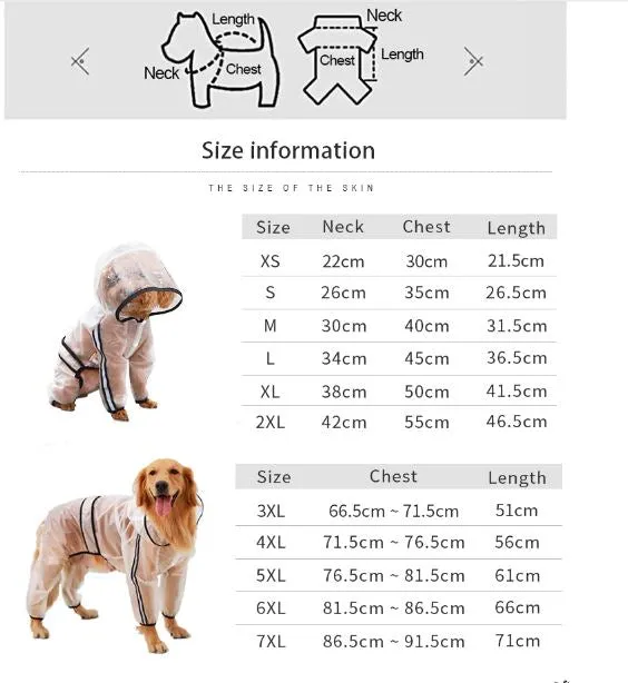 AshoreShop Dog Pet Waterproof Transparent Large RainCoat