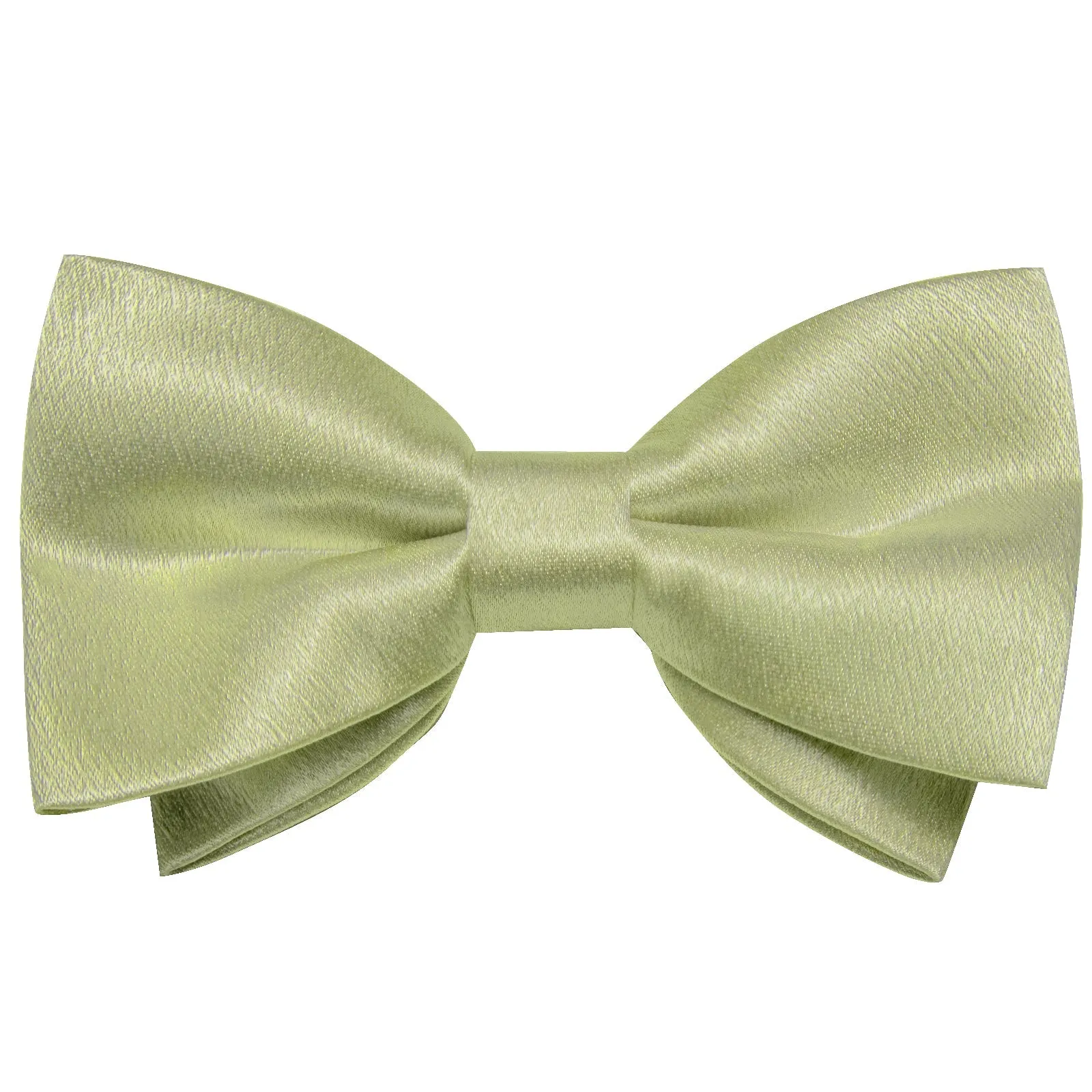 Avocado Green Solid Shining Silk Men Vest Necktie Bow Tie Handkerchief Cufflinks Set