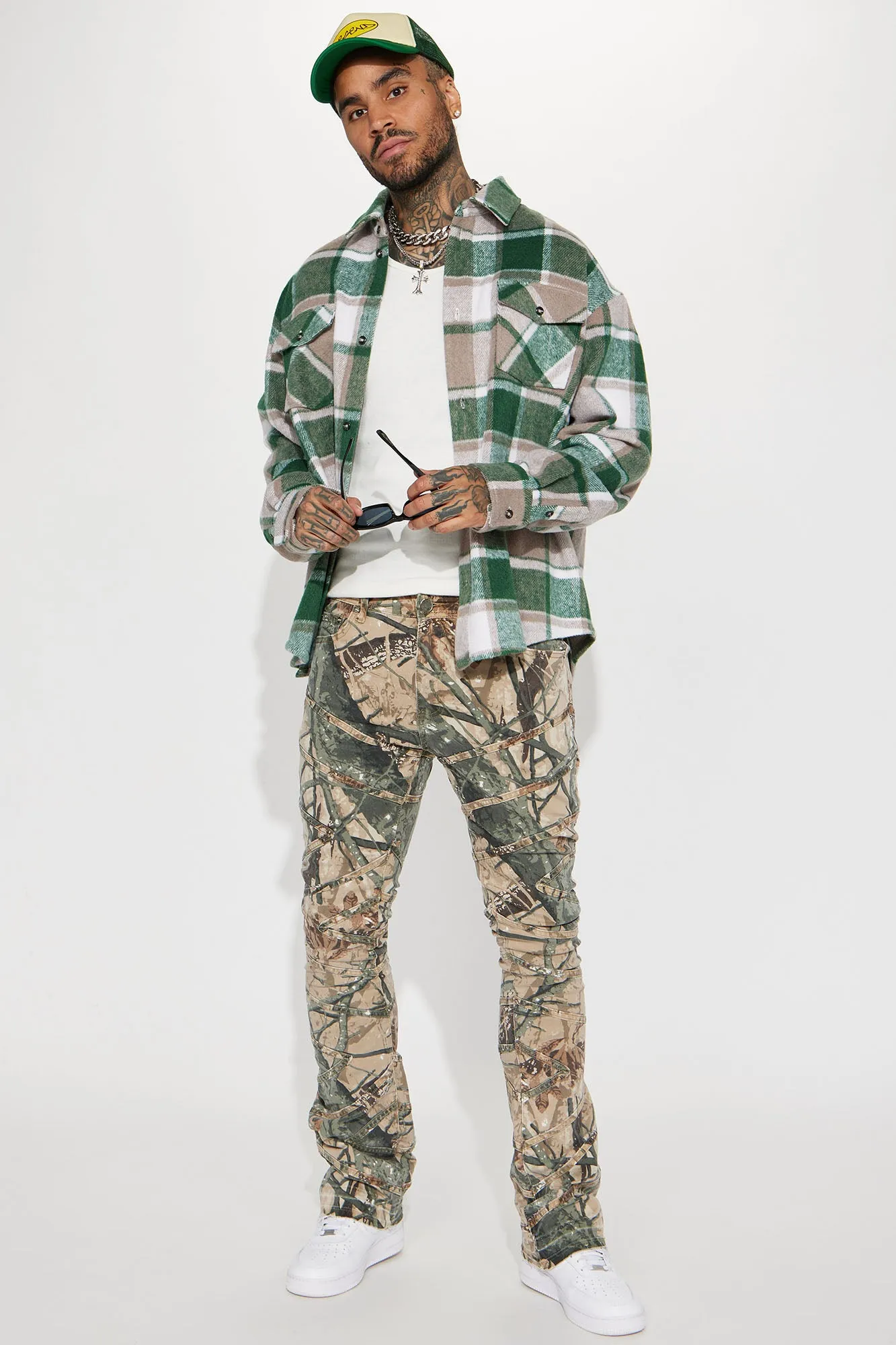 Be Chill Stacked Skinny Flare Pants - Camouflage