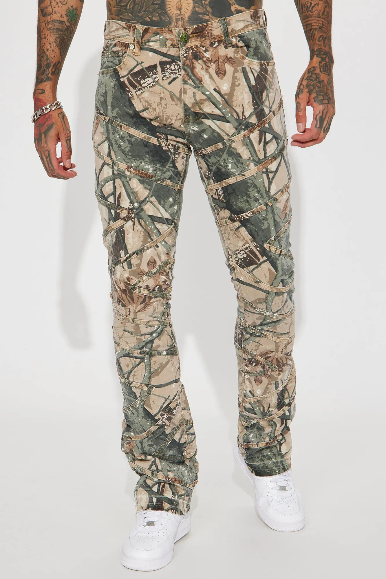 Be Chill Stacked Skinny Flare Pants - Camouflage