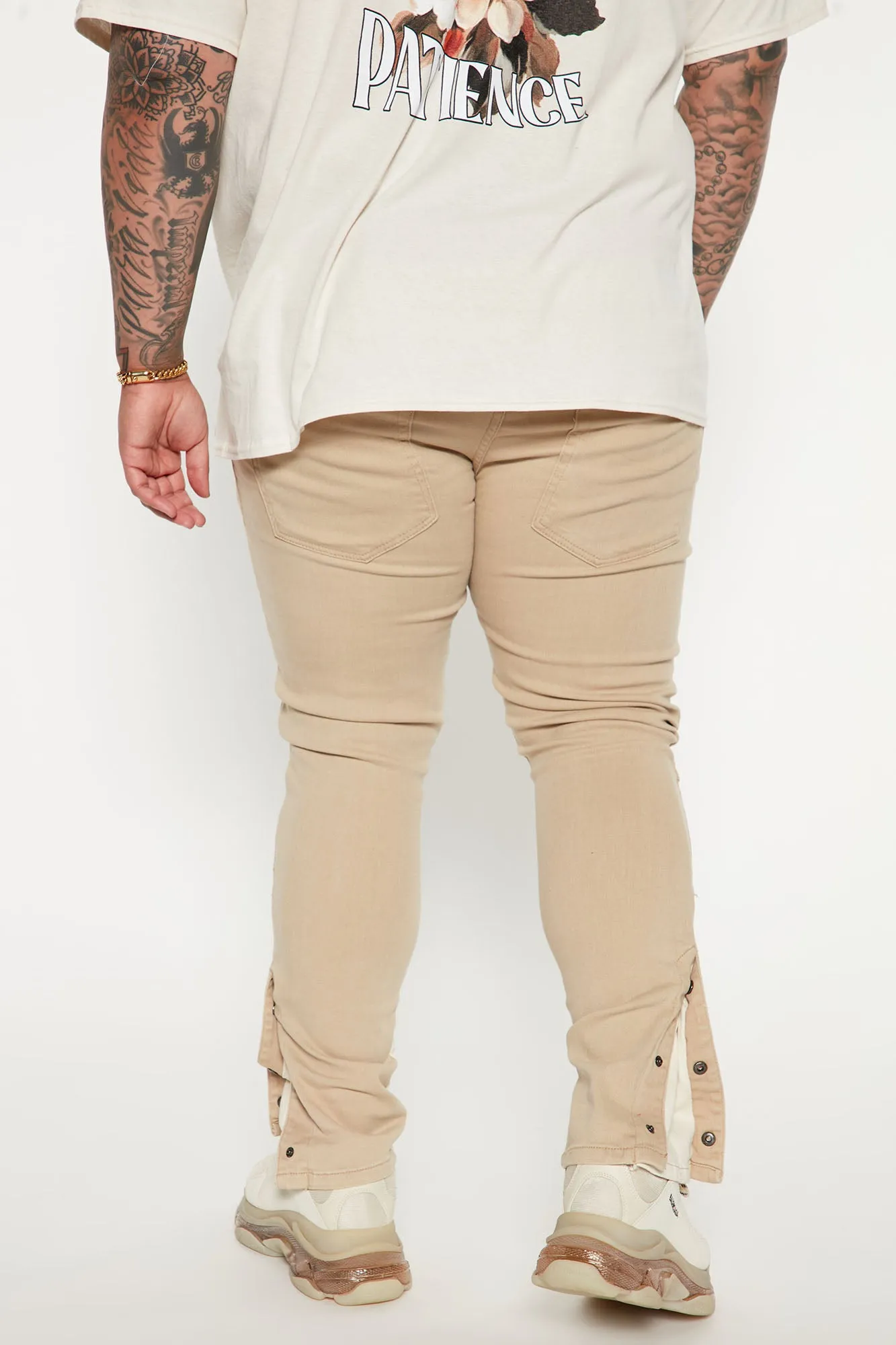 Better Than One Side Snap Slim Flared Pants - Khaki