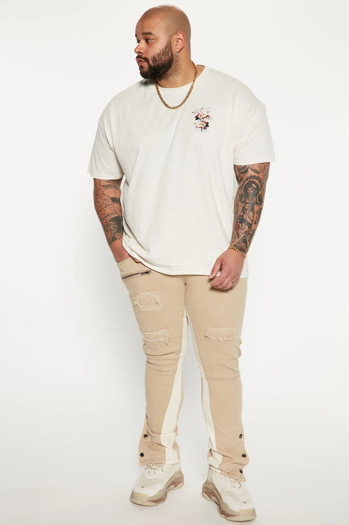 Better Than One Side Snap Slim Flared Pants - Khaki