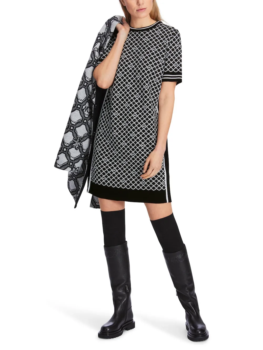 Black & White MC Logo Print Cotton Dress