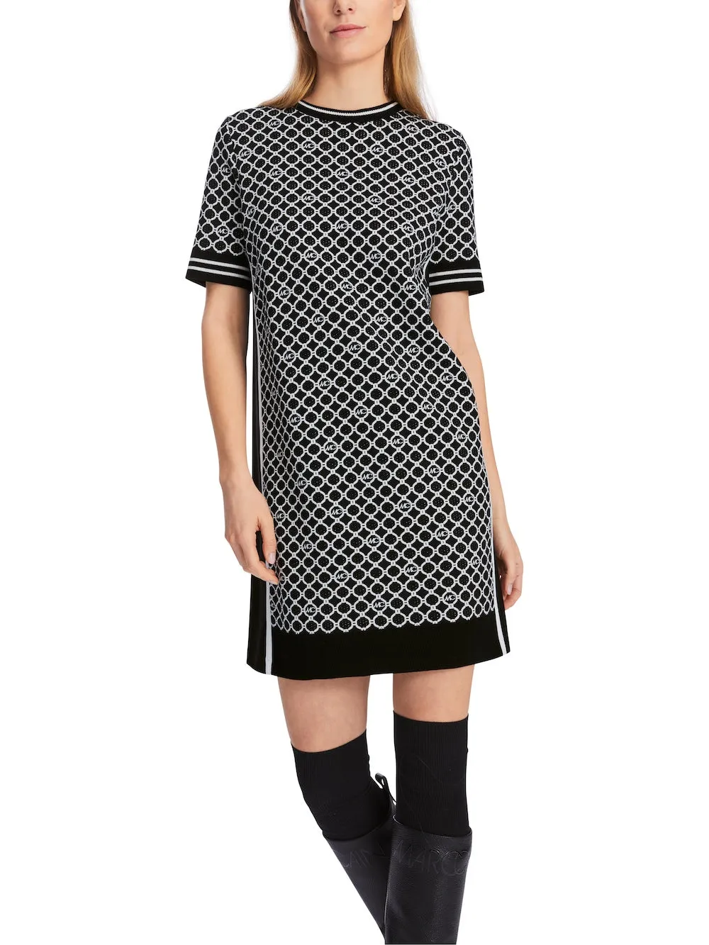 Black & White MC Logo Print Cotton Dress