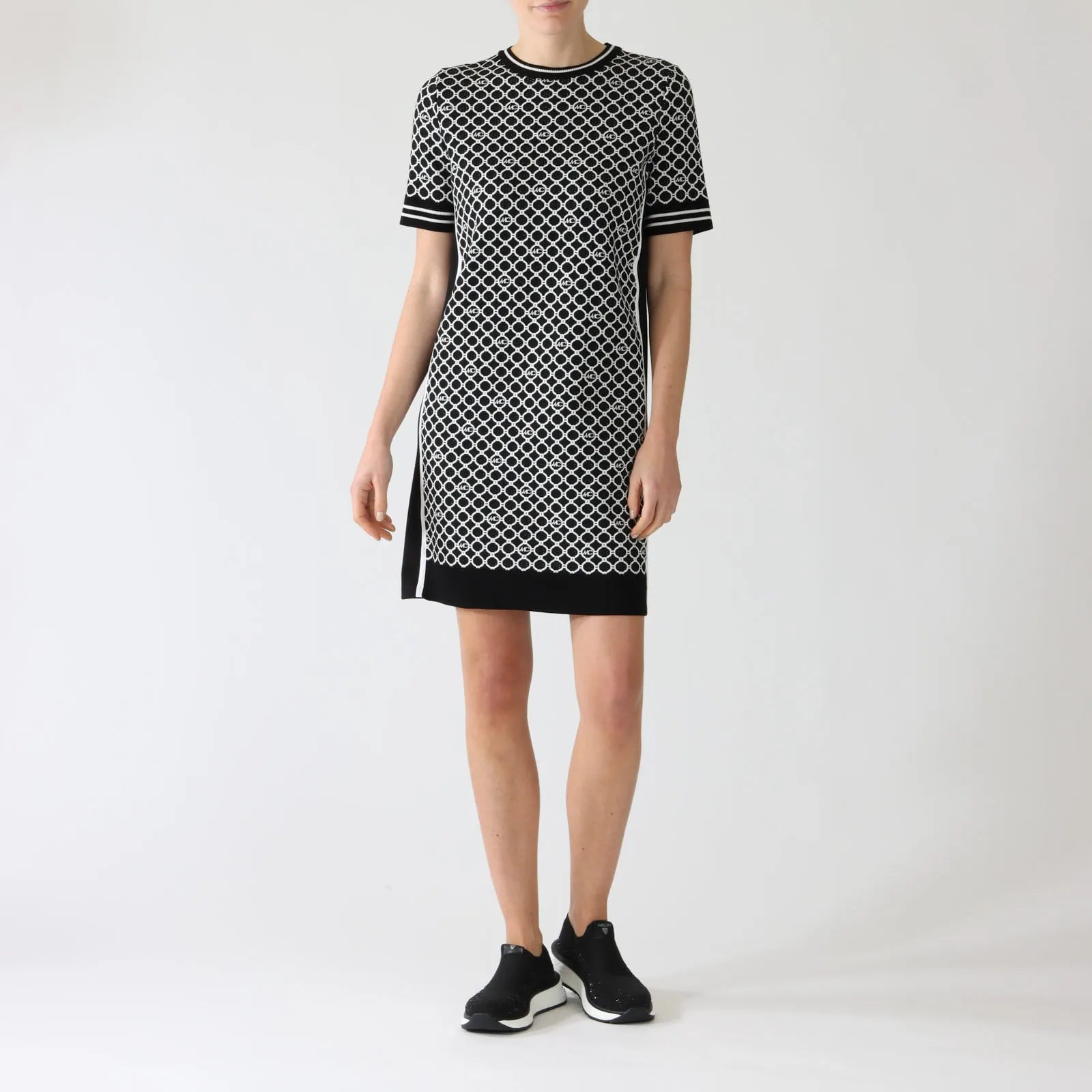 Black & White MC Logo Print Cotton Dress