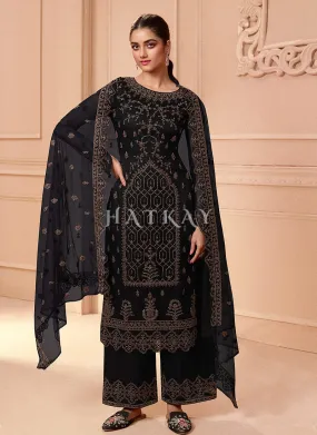 Black Embroidery Pakistani Pant Style Salwar Suit