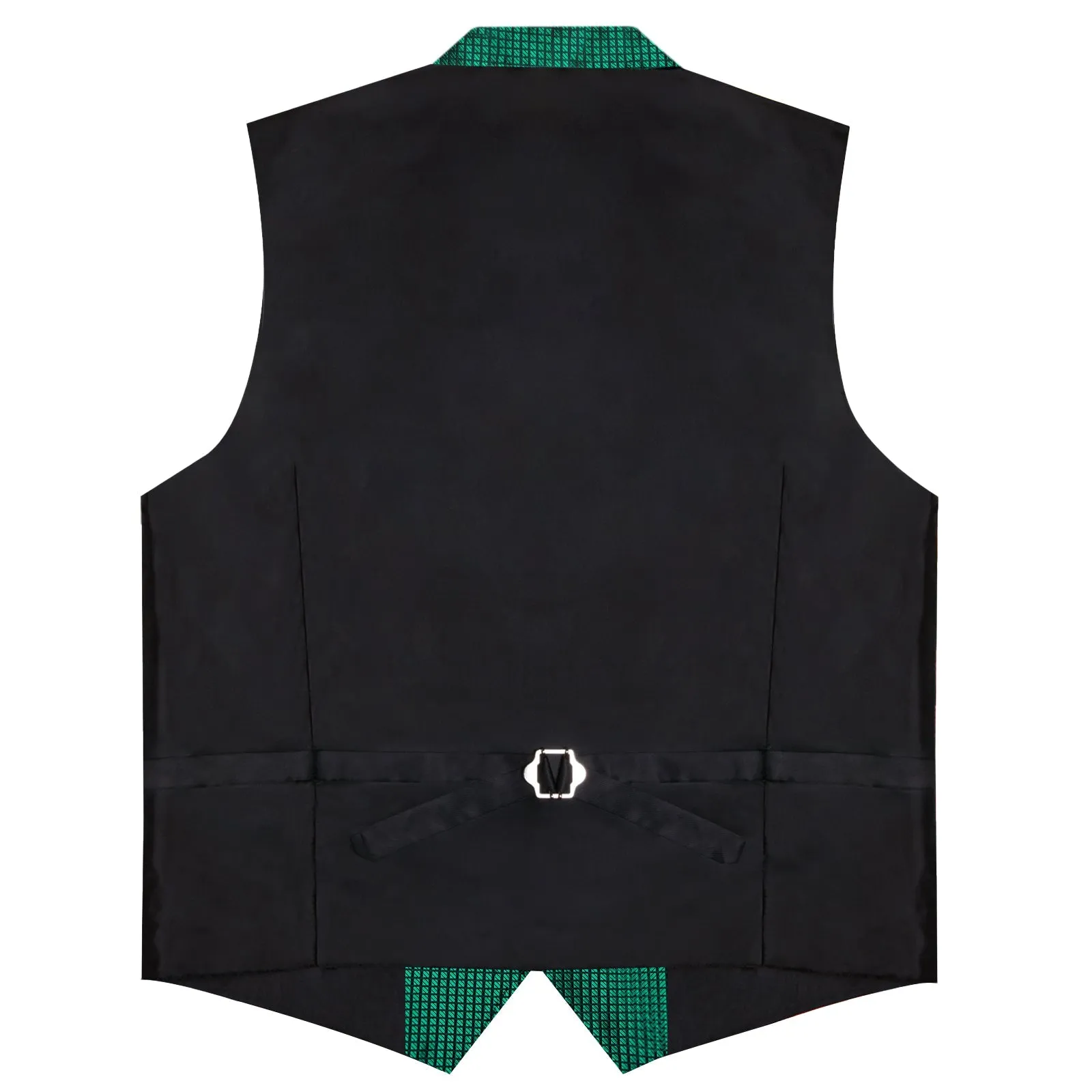 Black Green Plaid Classic Men's Collar Vest Tie Hanky Cufflinks Set Waistcoat Suit Set