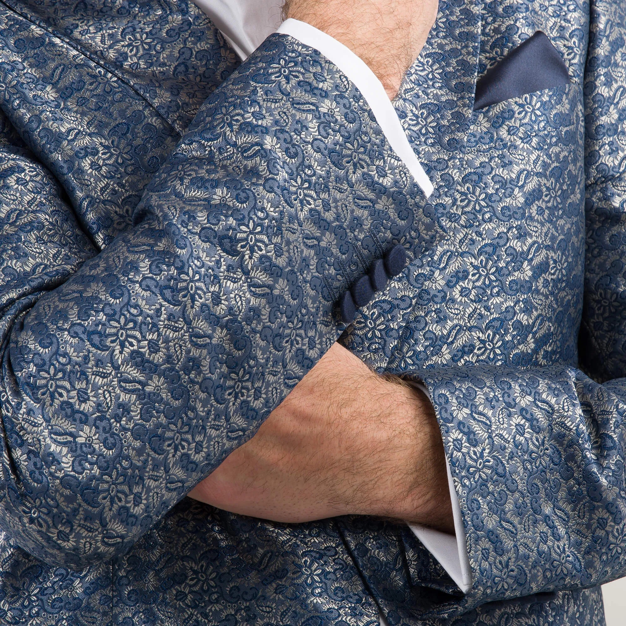 Blue and Silver Floral Evening Jacket