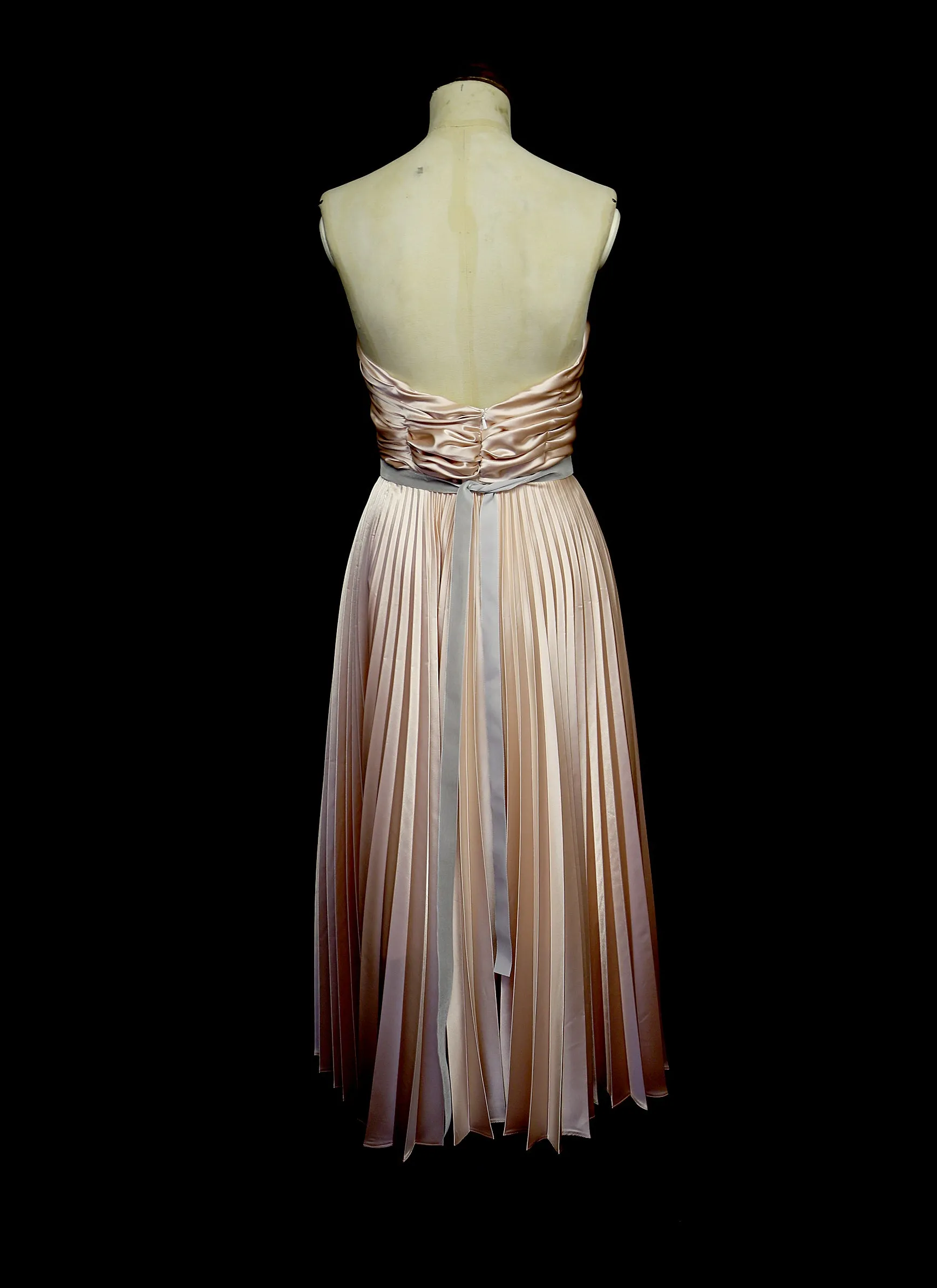 Blush Satin Pleated Cocktail Dress