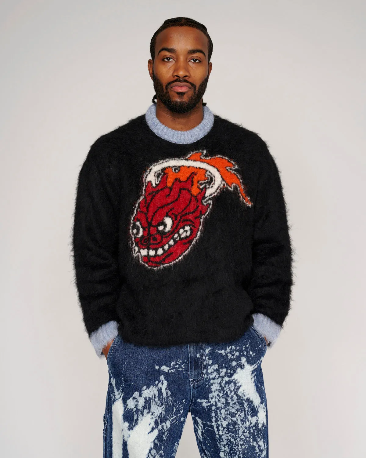 Brain Dead x NBA Miami Heat Alpaca Sweater - Black