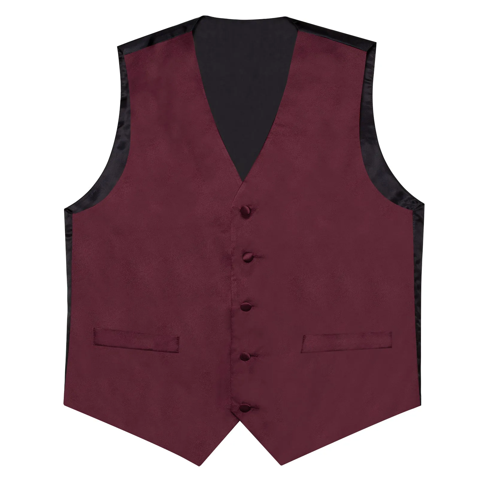 Burgundy Solid Silk Men's Vest Single Vest