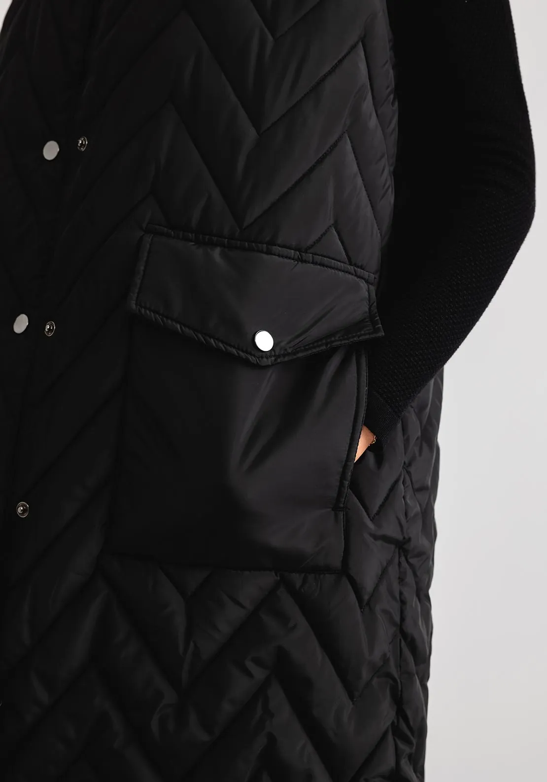 b.young Padded Button Up Gilet, Black