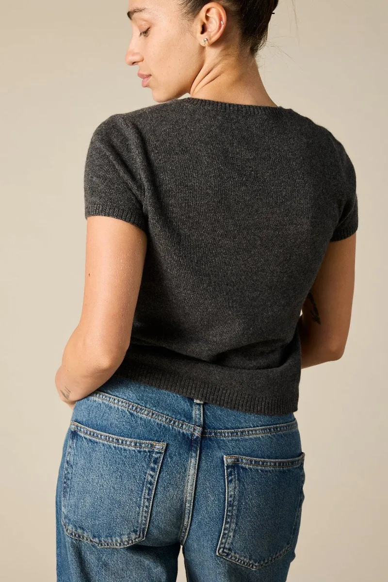 Cashmere tiny t in Charcoal Marle Grey