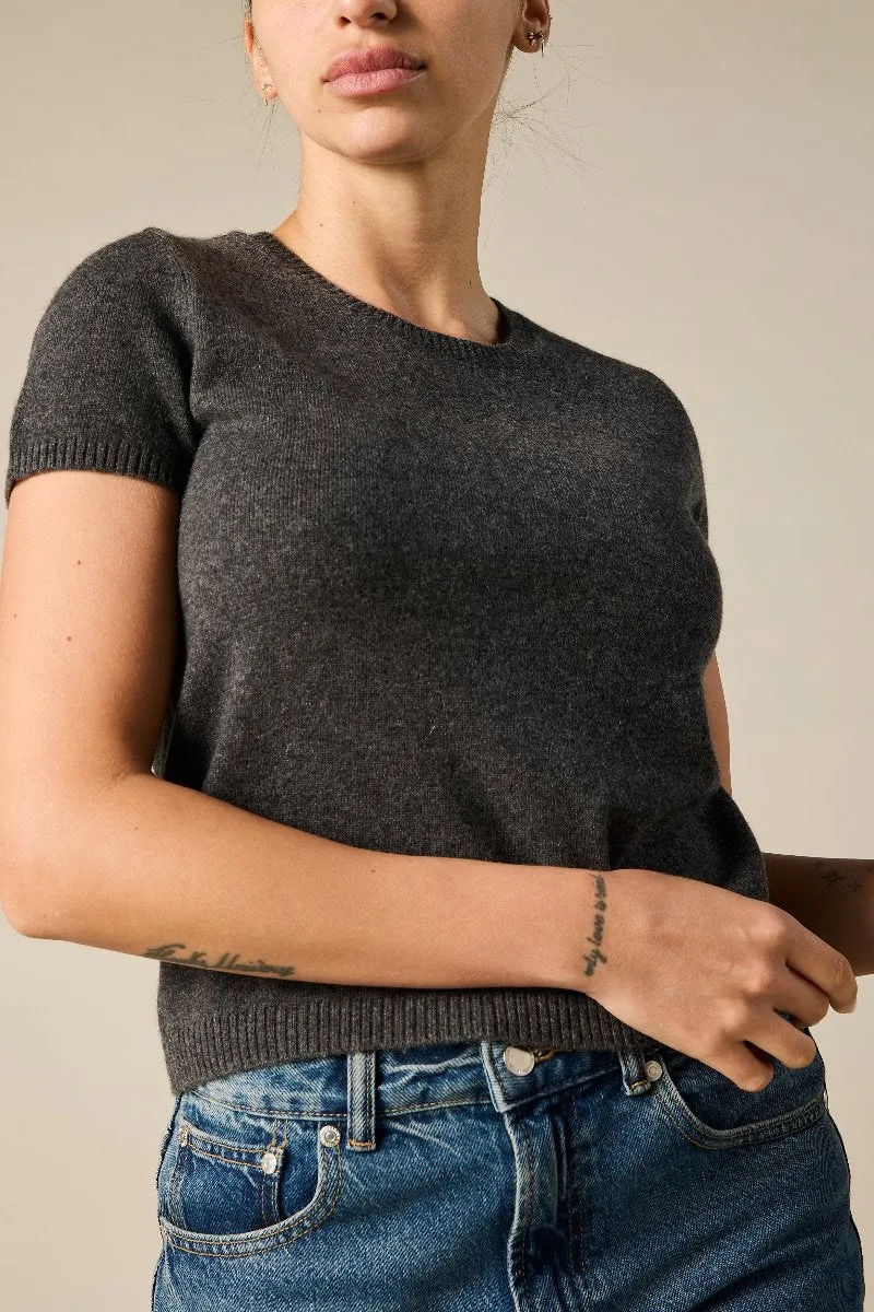 Cashmere tiny t in Charcoal Marle Grey