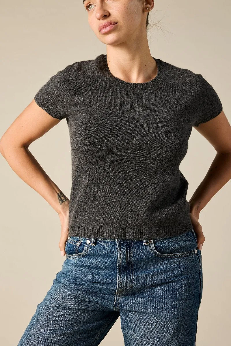 Cashmere tiny t in Charcoal Marle Grey