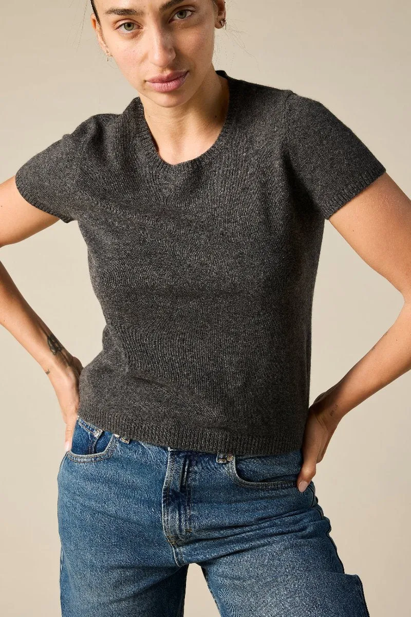 Cashmere tiny t in Charcoal Marle Grey