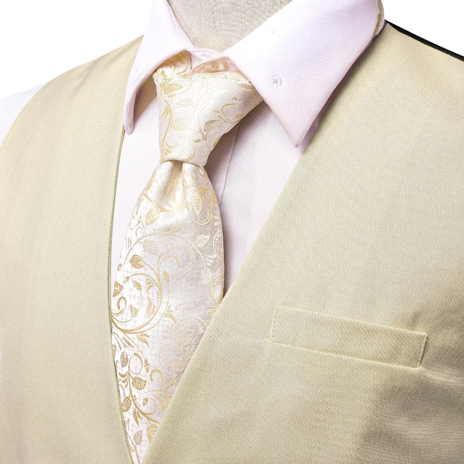 Champagne Cotton Solid Splicing Jacquard Men's Vest