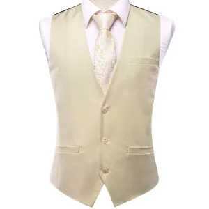 Champagne Cotton Solid Splicing Jacquard Men's Vest