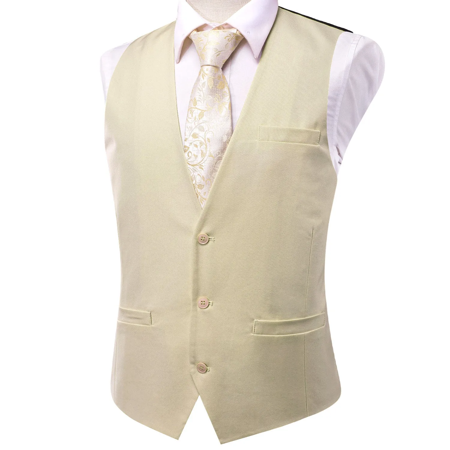 Champagne Cotton Solid Splicing Jacquard Men's Vest