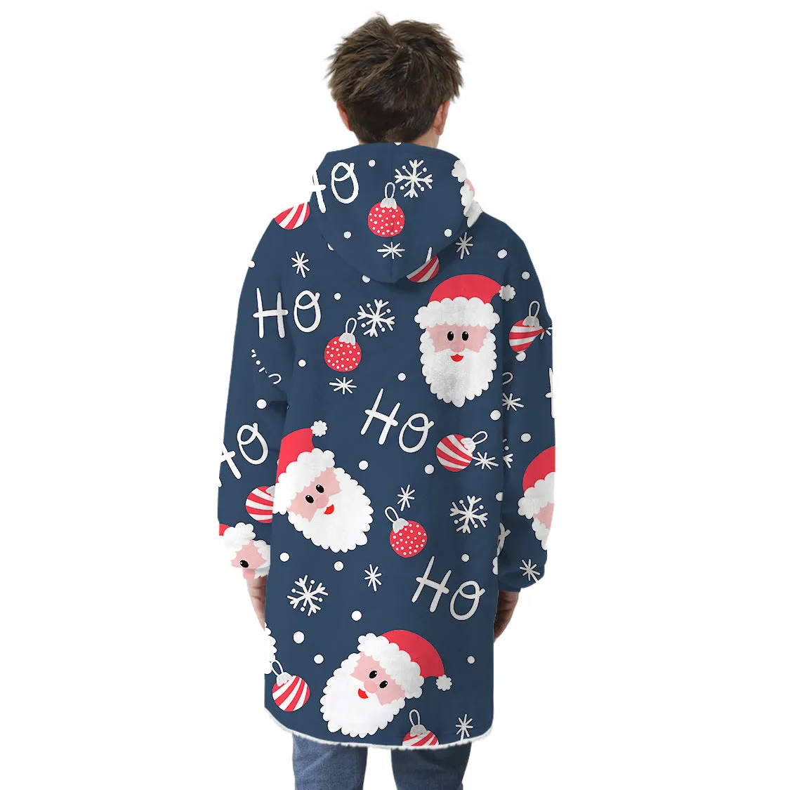 Christmas Pajamas Matching Family Pyjamas Winter Blanket Nightgown Long Sleeve Cashmere Hoodie Two-Way Wear