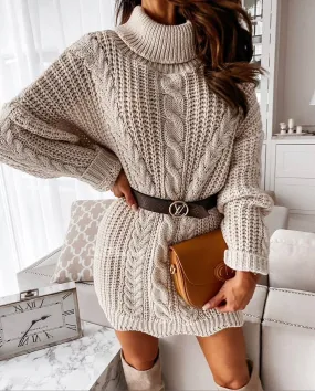 Chunky cable knit jumper dress 6 colours