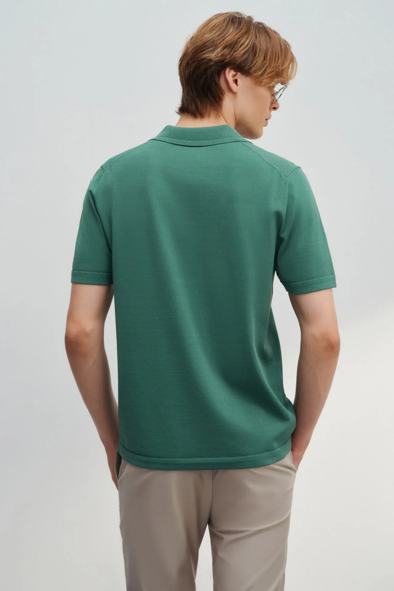 Compact Knit Open Collar Polo