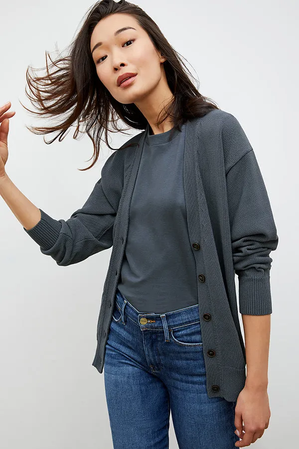 Cookie Cardigan - Sleek Cotton :: Dusty Indigo