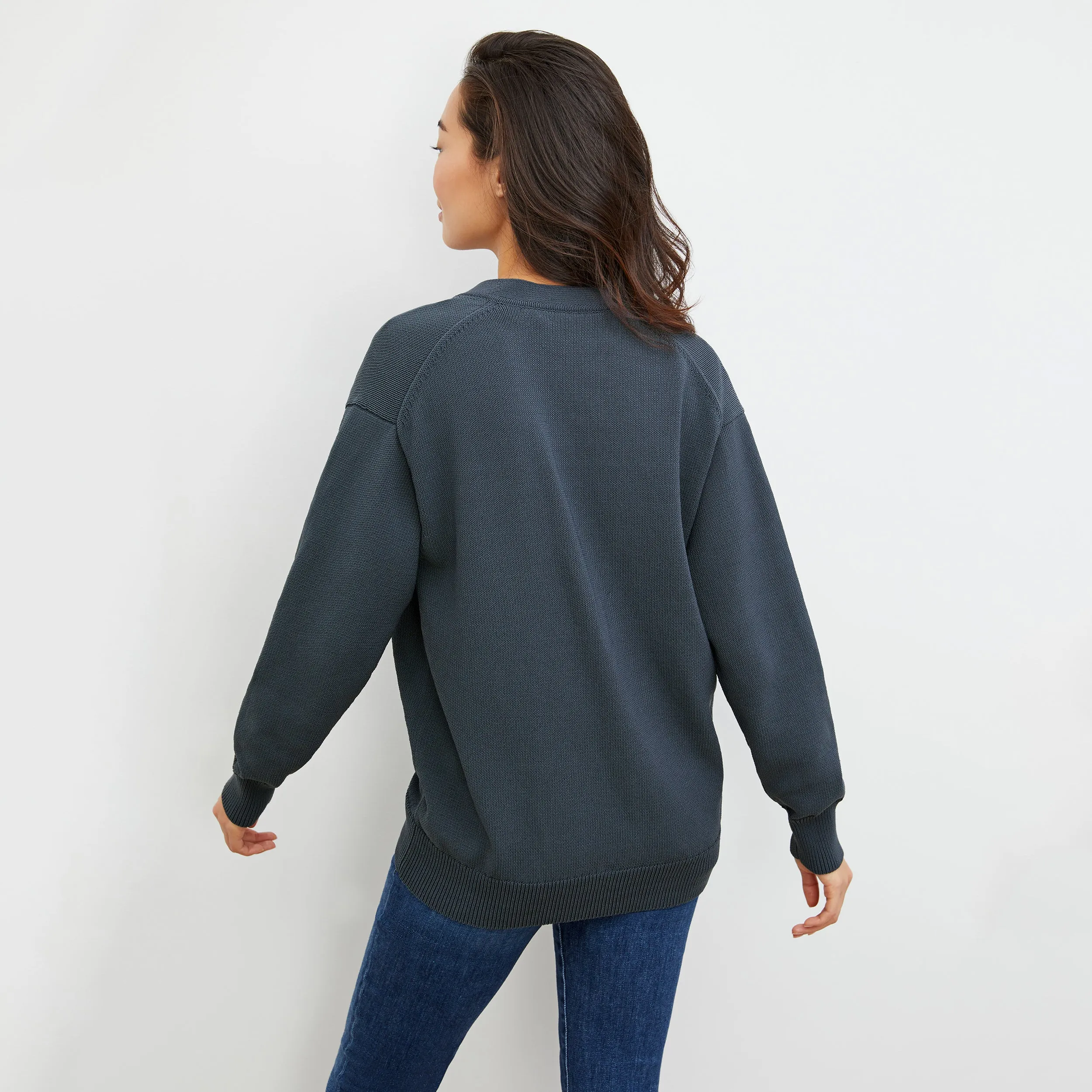 Cookie Cardigan - Sleek Cotton :: Dusty Indigo