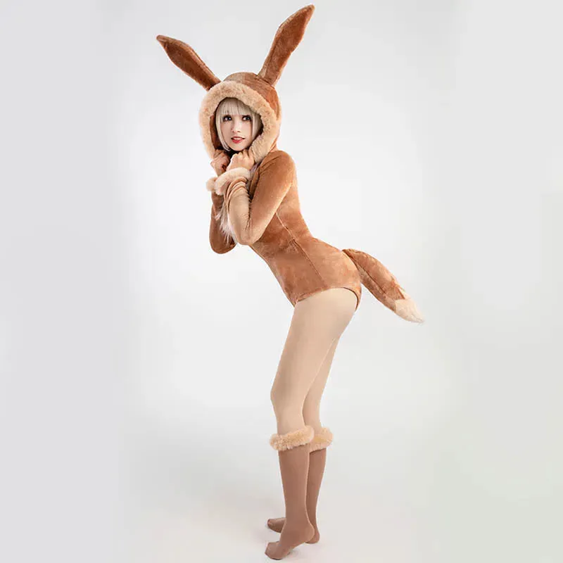 Cosplay Sexy Fox Zipper Plush Jumpsuit Lingerie