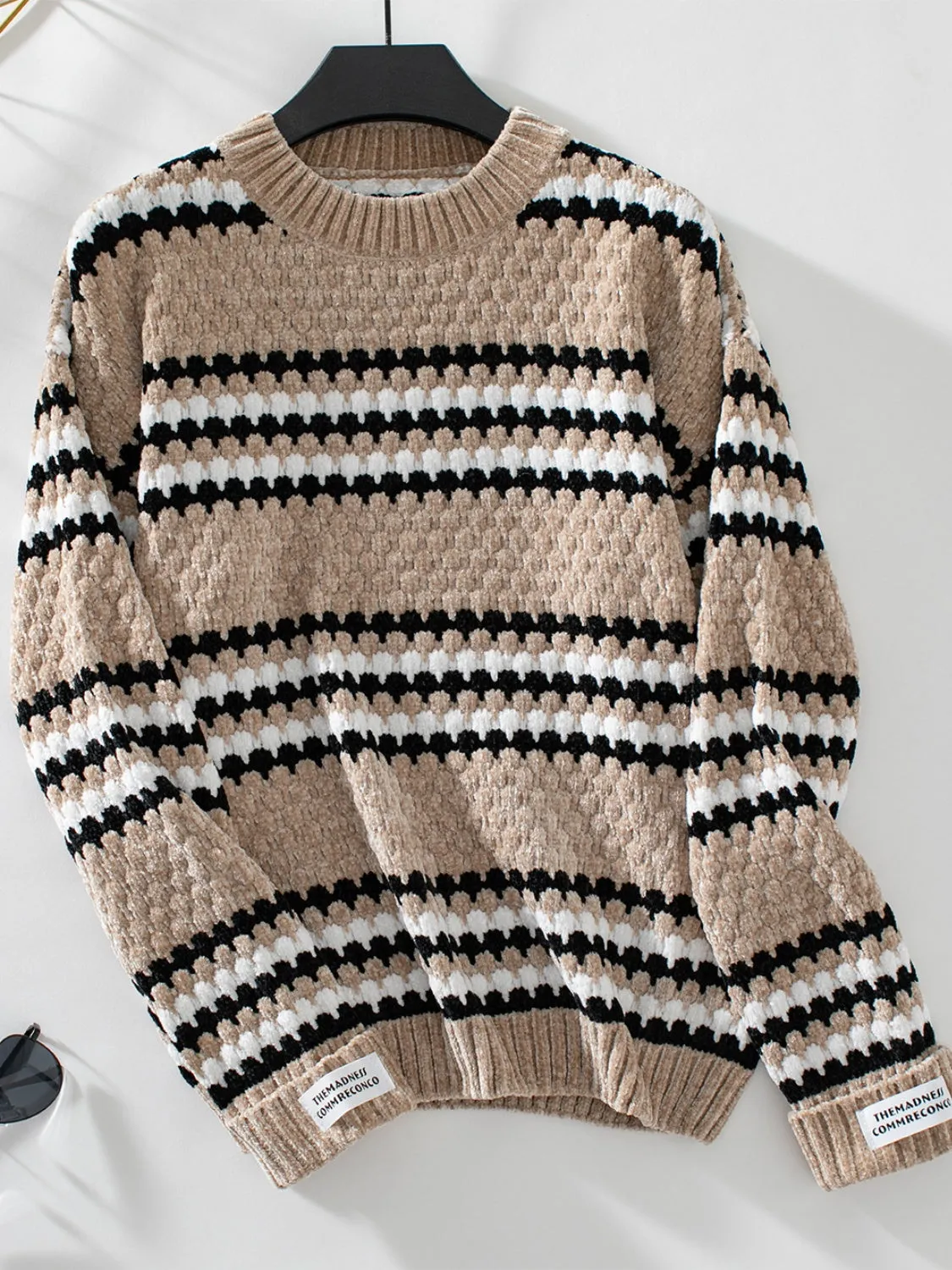 Cozy Striped Round Neck Long Sleeve Sweater | Winter Fashion