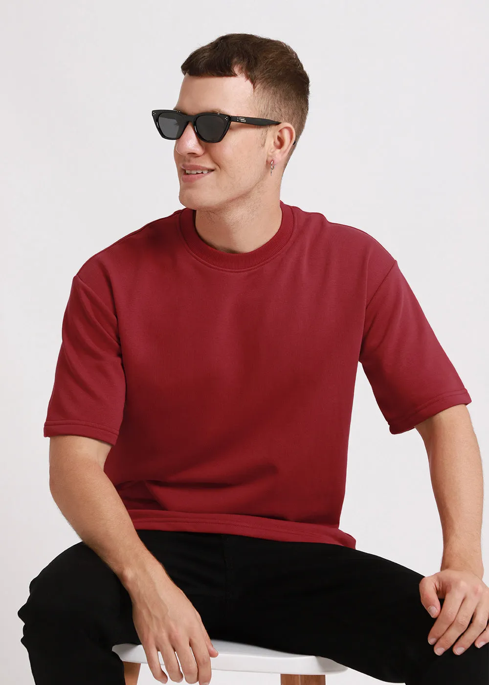 Crimson Red Oversized Basic T-shirt