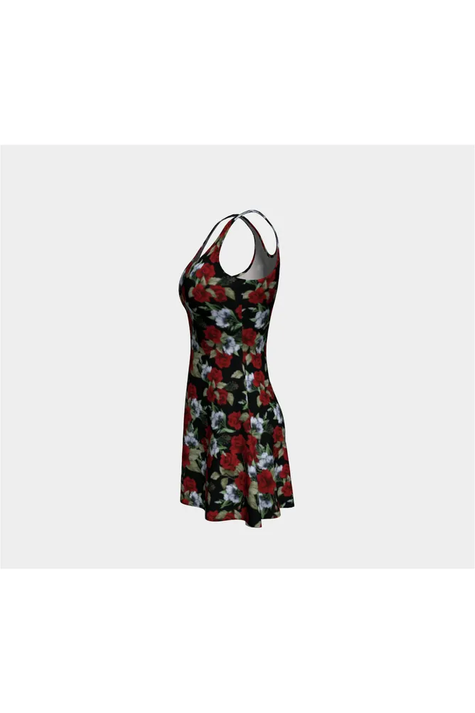 Crimson Roses Flare Dress