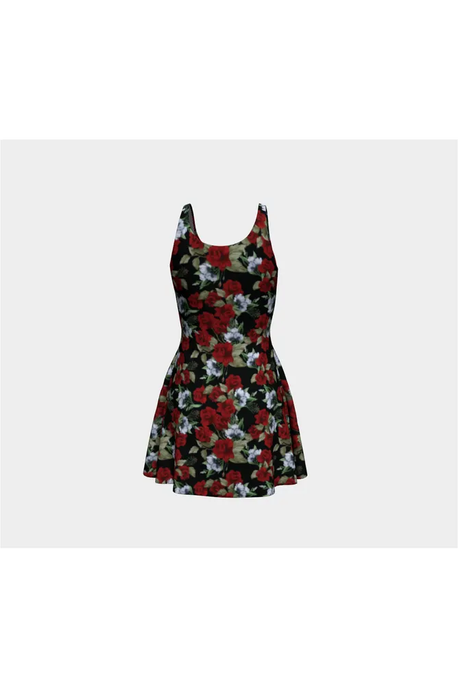 Crimson Roses Flare Dress