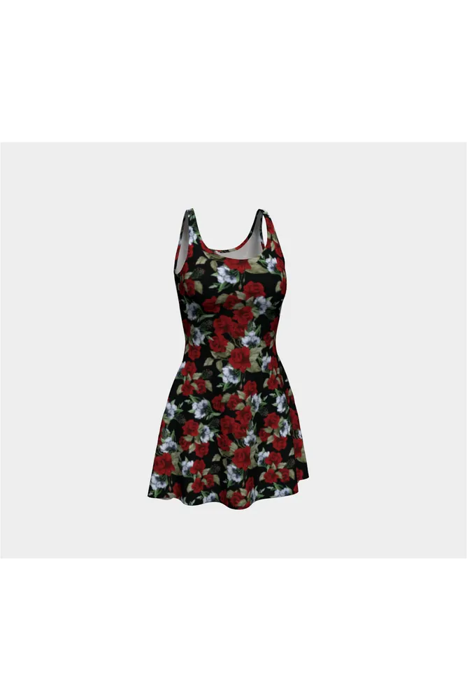 Crimson Roses Flare Dress