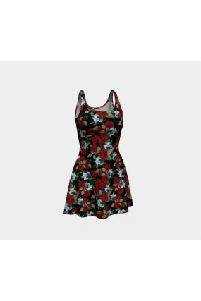 Crimson Roses Flare Dress