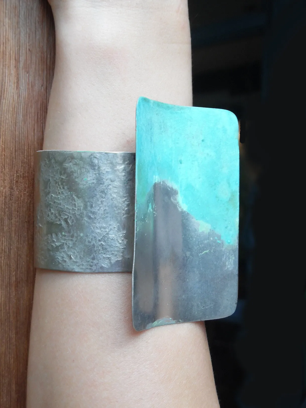 Cuff Bracelet Patina on Alpaca Silver