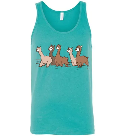 Curious Alpacas Canvas Unisex Tank