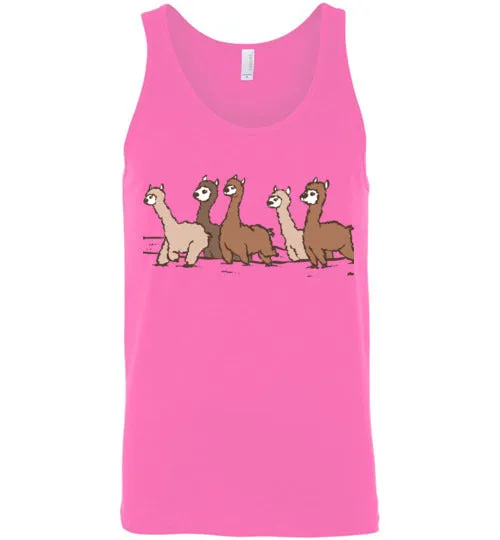 Curious Alpacas Canvas Unisex Tank