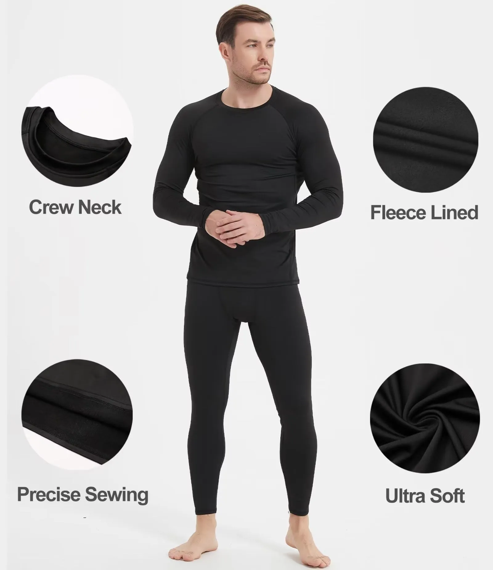 Dalavch 5 Pack Thermal Compression Shirts for Men Long Sleeve Running Gear Undershirt Base Layer for Winter Cold Weather 5 Black Large